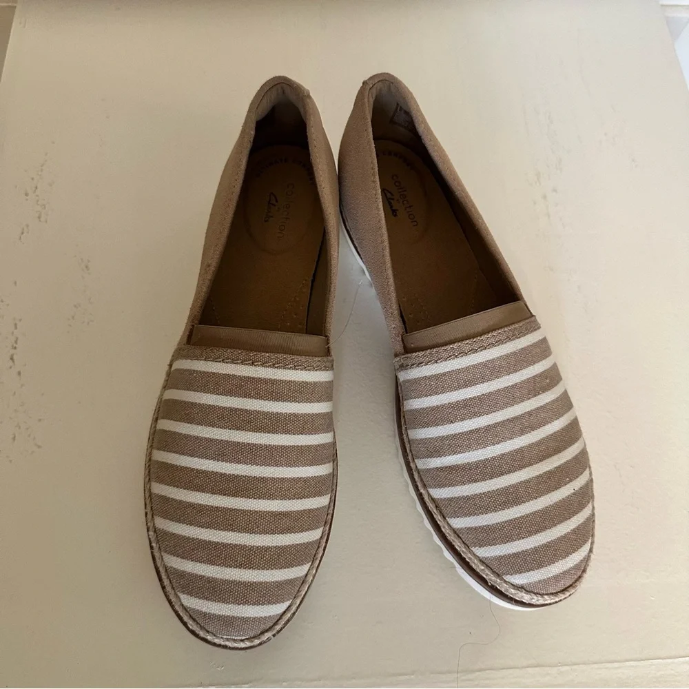 Clark’s Striped‎ Espadrilles Serena Paige shoes sz 8.5
